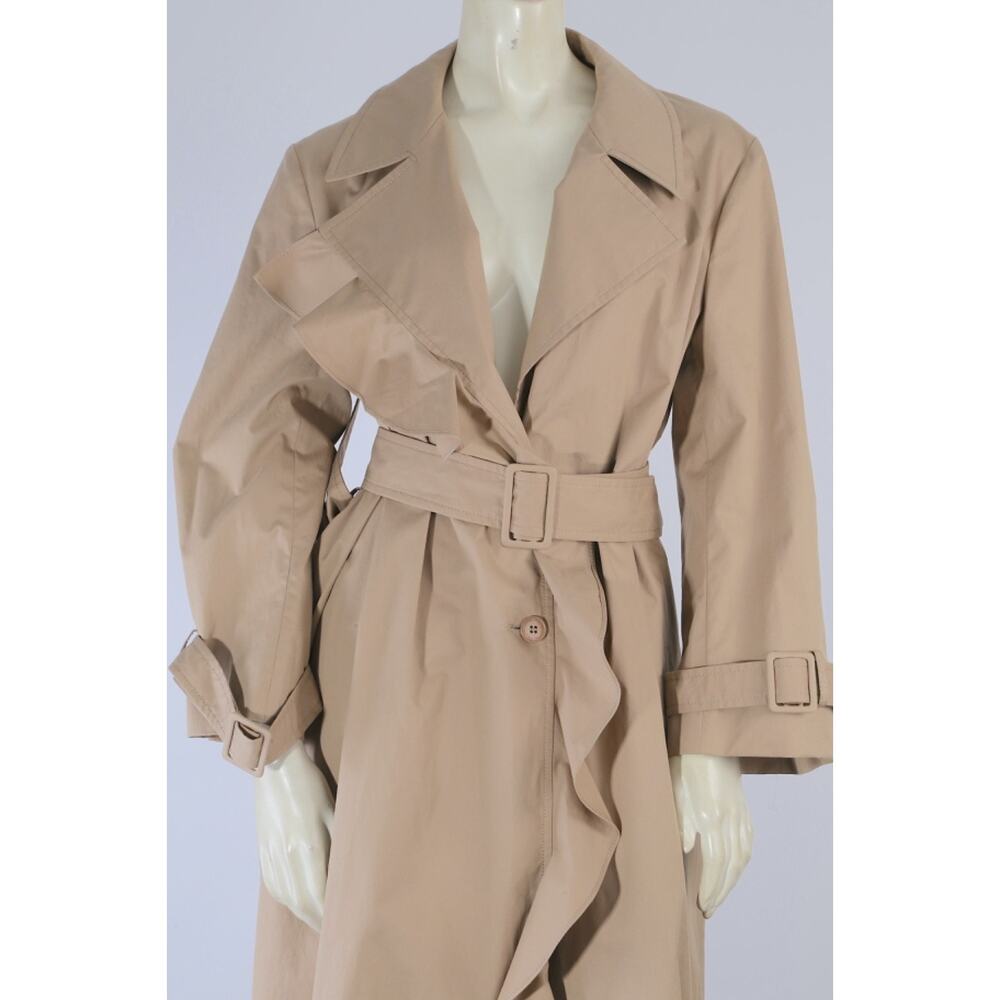 Stella McCartney Beige Cotton Long Belted Trench Winter Coat Womens Size 46 - Picture 10 of 16